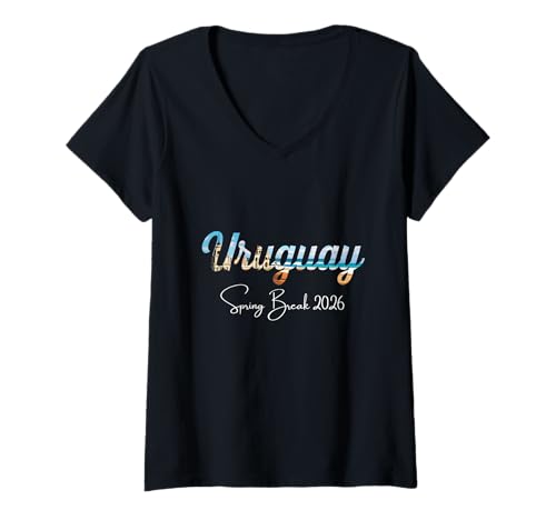 Damen Uruguay Spring Break 2026 Urlaubsreisen T-Shirt mit V-Ausschnitt Damen Uruguay Spring Break 2026 Urlaubsreisen T-Shirt mit V-Ausschnitt von Uruguay Spring Break Clothes T-Shirts