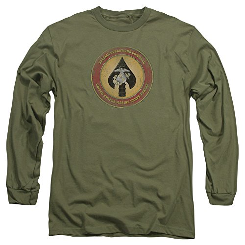 Us Marine Corps - - Herren Special Operations Command Patch - Langärmliges T-Shirt, Large, Military Green von Us Marine Corps