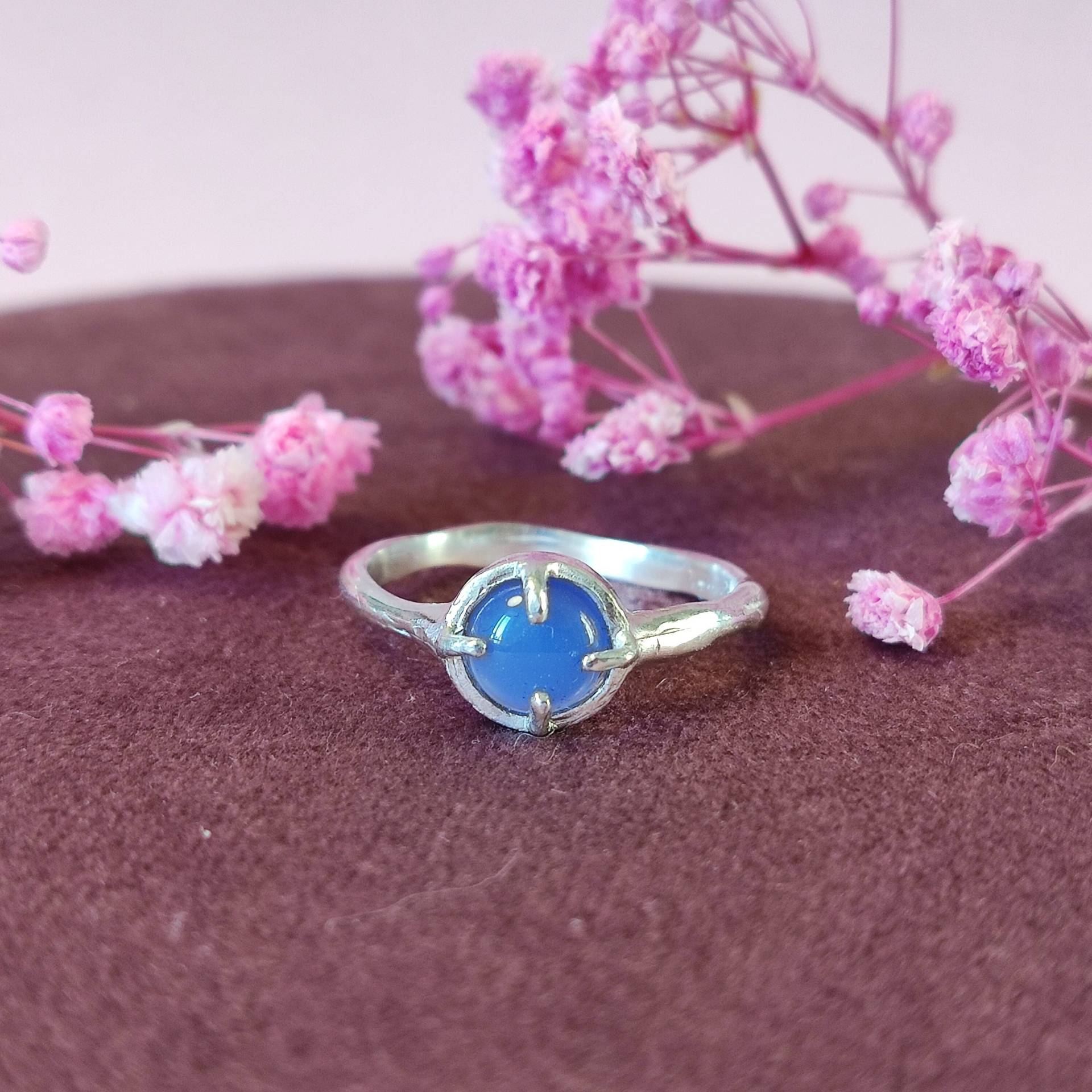 925 Silberring Mit Blauem Achat - Größe M1/2 | Uk Größe 925 Silberring Mit Blauem Achat - Größe M1/2 | Uk Größe von UsagiJewels