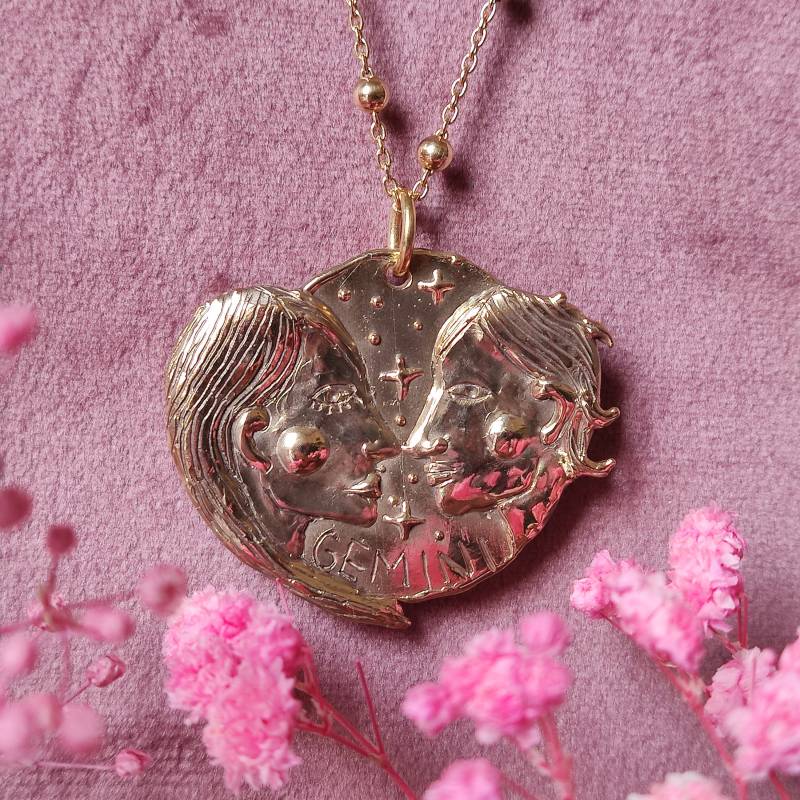 Zwillinge-Halskette Aus Vergoldeter Bronze - Zodiac-Kollektion Zwillinge-Halskette Aus Vergoldeter Bronze - Zodiac-Kollektion von UsagiJewels