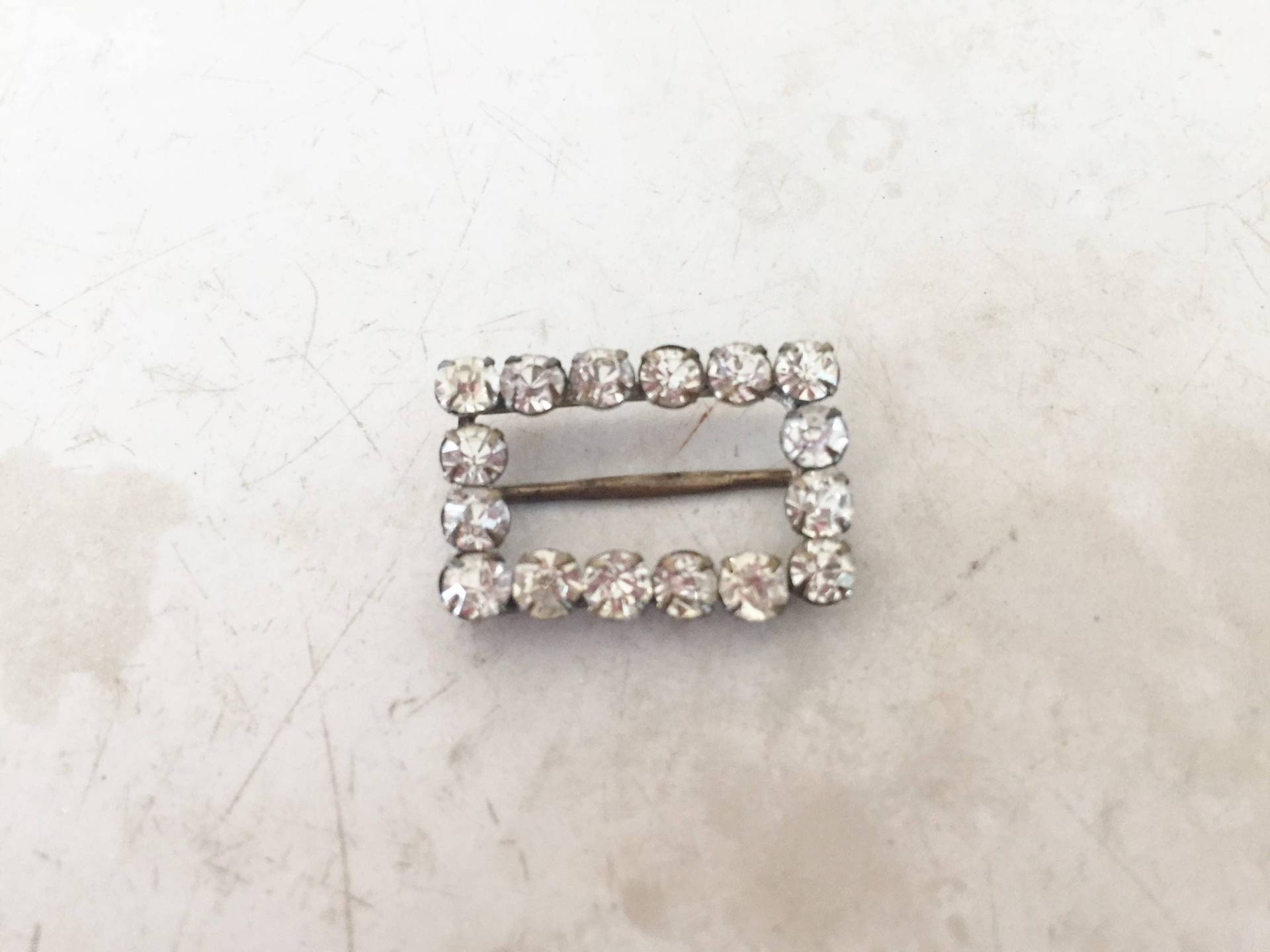Rechteckige Czechslov Vintage Strass Braut Schnalle Rechteckige Czechslov Vintage Strass Braut Schnalle von UsedGoodsVintage