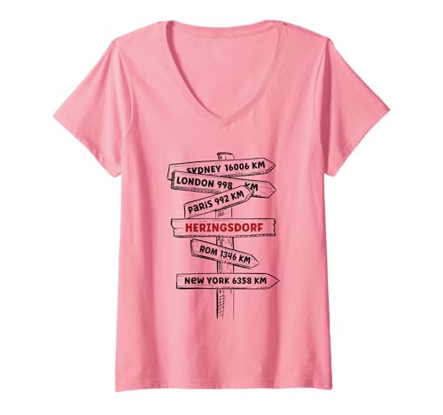 Damen Heringsdorf Ostseebad Urlaub Ostsee Insel Usedom T-Shirt mit V-Ausschnitt von Usedom Outfit Geschenke Für Urlaub Geschenkideen