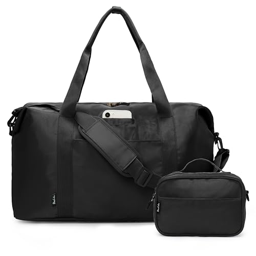 Uselike Weekender Bags für Damen, Reisetasche mit Nasstasche, Handgepäcktasche mit Kulturbeutel, Schwarz von Uselike