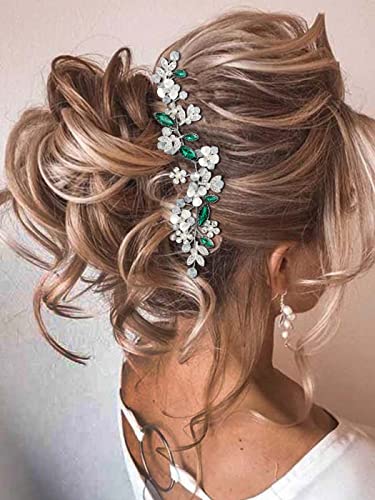 Ushiny Blumen Hochzeits Stirnband silberne Braut Haarranke Strass Haarschmuck Abschlussball Kristall Kopfbedeckung für Frauen und Mädchen von Ushiny