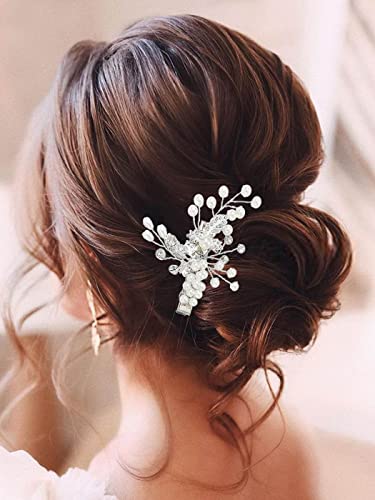 Ushiny Braut Hochzeit Haarschmuck Perle Haarspange Braut Haarklammer für Frauen und Mädchen von Ushiny