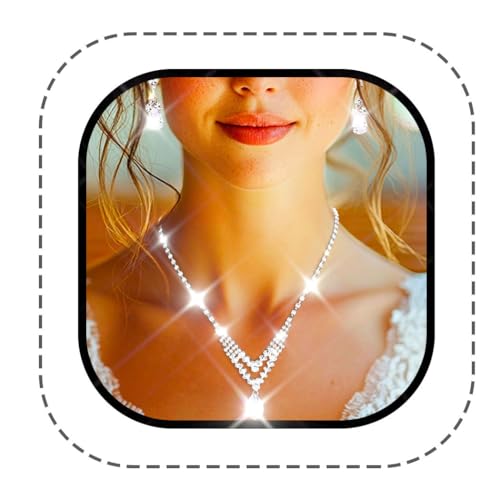 Ushiny Brautschmuck-Sets Silber Strass Halskette und Ohrringe Sets Zirkonia Ohrhänger Halskette Schmuck-Set für Frauen und Mädchen von Ushiny