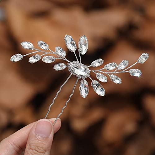 Ushiny Bride Hochzeit Haarnadel Silber Haarkristall Clips Haarschmuck für Frauen und Mädchen Ushiny Bride Hochzeit Haarnadel Silber Haarkristall Clips Haarschmuck für Frauen und Mädchen von Ushiny