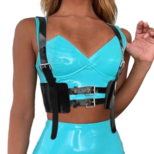 Ushiny Damen Gürtel schwarzer Body Gürtel Taillengürtel modischer Festival Gürtel Rave Accessoires für Frauen und Mädchen von Ushiny