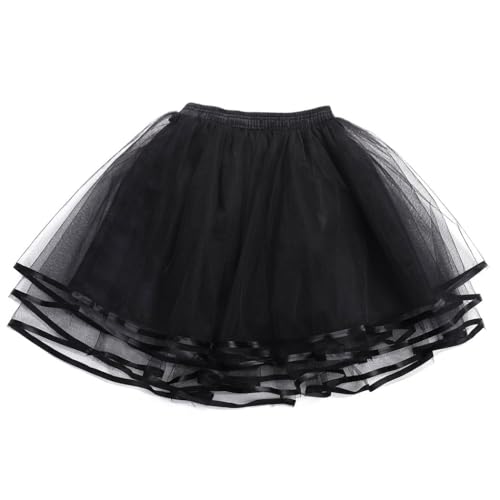 Ushiny Damen Kurz Retro Rock Knielang Tüllrock Tutu Tüll Kleid Rock 50er Tanzkleid für Karneval Kostüme Mottoparty von Ushiny