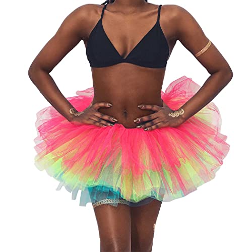 Ushiny Damen Kostüm Tüllrock Minirock Petticoat Tutu Unterrock Klassisch Elastisch 6 Lagig Tülle Ballet Tanzkleid Unterkleid Cosplay Minirock von Ushiny