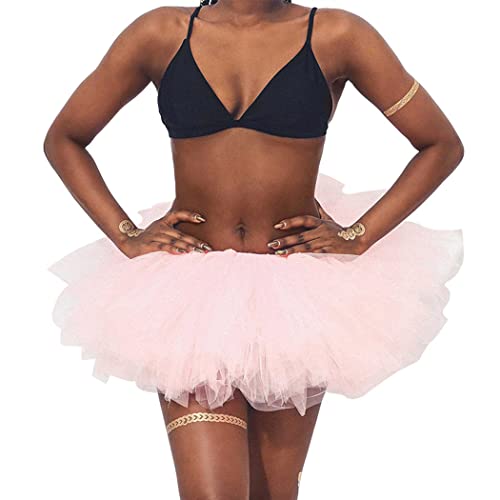 Ushiny Damen Kostüm Tüllrock Minirock Petticoat Tutu Unterrock Klassisch Elastisch 6 Lagig Tülle Ballet Tanzkleid Unterkleid Cosplay Minirock von Ushiny