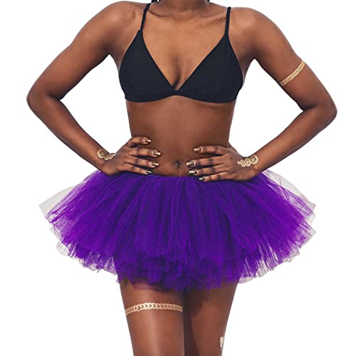 Ushiny Damen Kostüm Tüllrock Minirock Petticoat Tutu Unterrock Klassisch Elastisch 6 Lagig Tülle Ballet Tanzkleid Unterkleid Cosplay Minirock von Ushiny