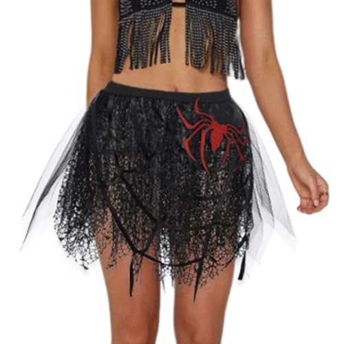 Ushiny Halloween Rock schwarzer mehrlagiger Tüllrock Spinnennetz Festival Kostüm Party Outfit für Frauen und Mädchen von Ushiny