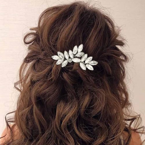 Ushiny Kristall Braut Hochzeit Haarkamm Silber Kopfschmuck Strass Haar Seitenkamm für Frauen und Mädchen von Ushiny
