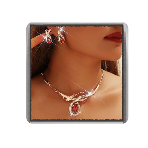 Ushiny Kristall Pedant Choker Halskette und Ohrringe Schmuck Gold Eternal Prom Schmuck Zubehör Sets für Frauen von Ushiny