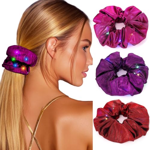 Ushiny Leuchtende Haargummis LED-Haarbänder funkelnde Rave Haar-Accessoires für Damen (Colorful1) von Ushiny
