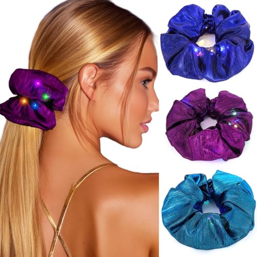 Ushiny Leuchtende Haargummis LED-Haarbänder funkelnde Rave Haar-Accessoires für Damen (Colorful2) von Ushiny