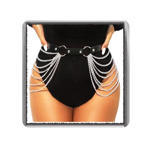 Ushiny Punk Damen Taillengürtel aus PU Leder modischer Körpergürtel Halloween Zubehör Rave Outfit für Frauen von Ushiny