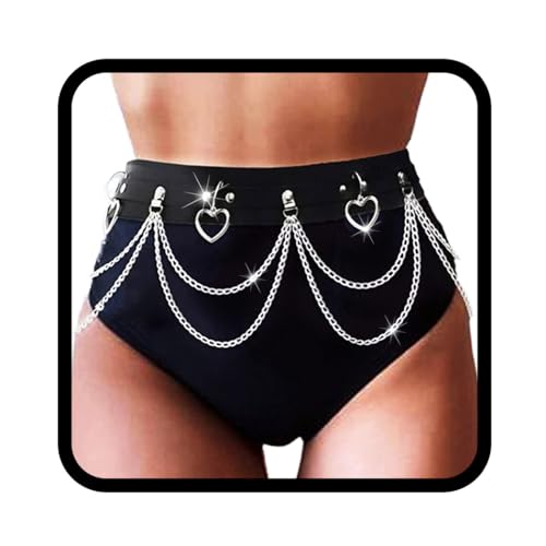 Ushiny Punk Leder Taille Gürtel schwarz Leder Körperkette Gothic Festival Rave Gürtel für Damen von Ushiny