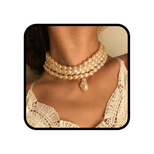 Ushiny Vintage Imitation Perlen Halsketten Perlenkette 20er Jahre Flapper Gatsby Themed Prom Festival Party Halsketten Schmuck für Frauen und Mädchen von Ushiny