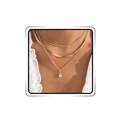 Ushiny Boho Halskette mit mehrlagigem Anhänger goldene Halskette mit Anhänger Kette Kristall Halskette für Frauen und Mädchen von Ushiny