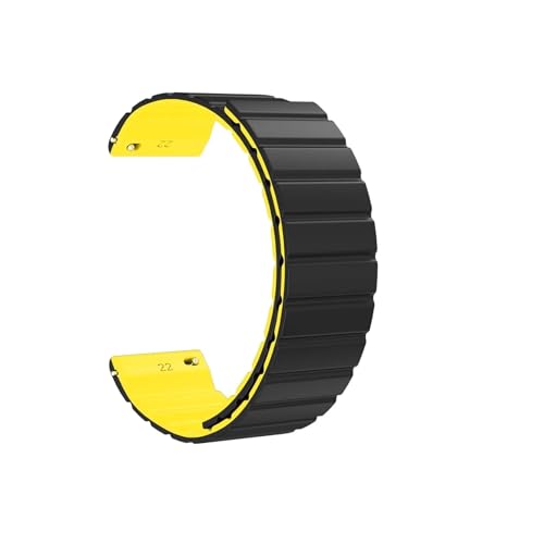 18 20mm 22mm Silikon Gummi Uhrenarmband passend for Huawei GT2 Smart Connected Armband Mann 20 22 MM Armband Armband (Color : Black-Yellow, Size : Radian 22mm) von UsmAsk