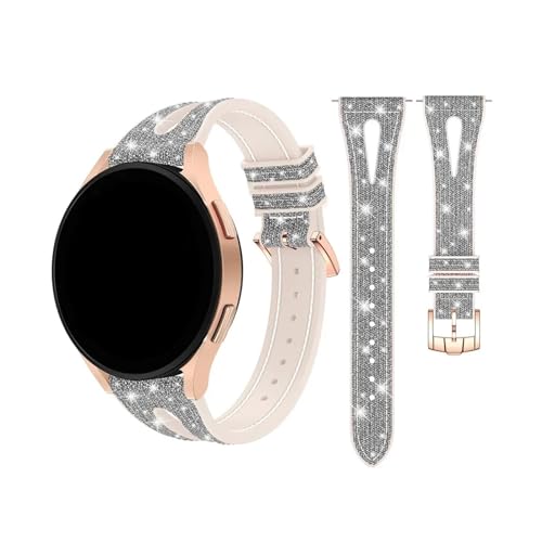 20 mm dünnes glitzerndes Silikonarmband, passend for Samsung Galaxy Watch 6/5/4, 40 mm, 44 mm, glitzerndes elegantes Armband, passend for Galaxy Watch 3, 41 mm Armband (Color : Black, Size : Galaxy von UsmAsk