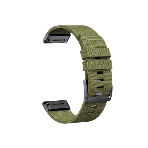 22 26 mm Jacquard-Nylon-Armband, passend for Garmin Fenix ​​7/7Pro/7X/6X/6 Pro/5X/5 Plus/6/Epix/Instinct, austauschbares Armband (Color : Army green, Size : 22mm) von UsmAsk