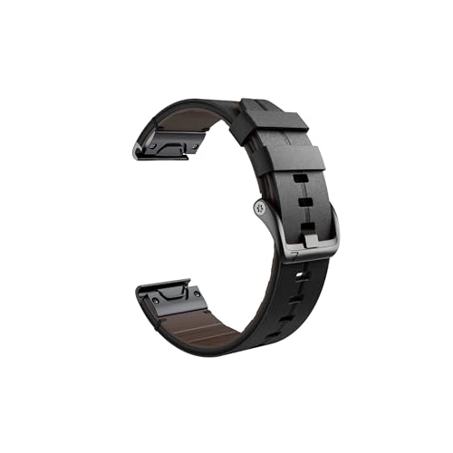 22 26mm Fit for Garmin Lederband 5Plus 6Pro 7Pro Quick Release Armband Gürtel Sport Uhr Band Fenix7XPro 5XPlus 6XPro Armbandacele (Color : Black-black buckle, Size : 26mm) von UsmAsk