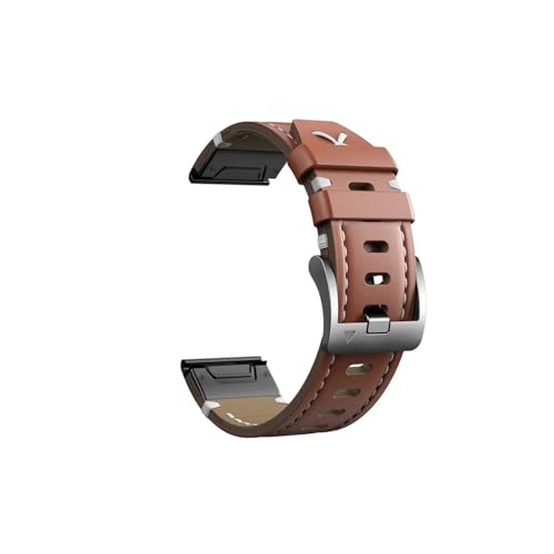 22 26mm Fit for Garmin Lederband 5Plus 6Pro 7Pro Quick Release Armband Gürtel Sport Uhr Band Fenix7XPro 5XPlus 6XPro Armbandacele (Color : Brown2-Silver buckle, Size : 26mm) von UsmAsk