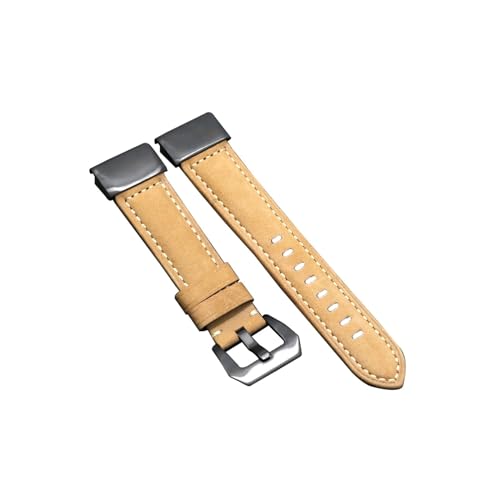 22mm 26mm Echtes Leder Uhr Band Fit for Garmin Fenix ​​7 7S 7X 6S 6X Handgelenk strap Ersatz Riemen 6 5S 5X 5 3 (Color : Khaki-B, Size : 22mm) von UsmAsk
