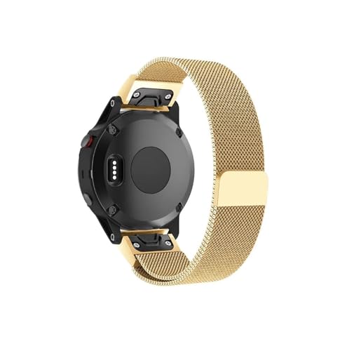 26 22 20 mm Metallband passend for Garmin Fenix ​​6S 6X 6 Pro Fenix ​​5X 5 5S 3HR MILANESE Loop Straps Schnellverschluss-Edelstahlarmband (Color : Gold, Size : 20mm(for Fenix5S 6S)) von UsmAsk