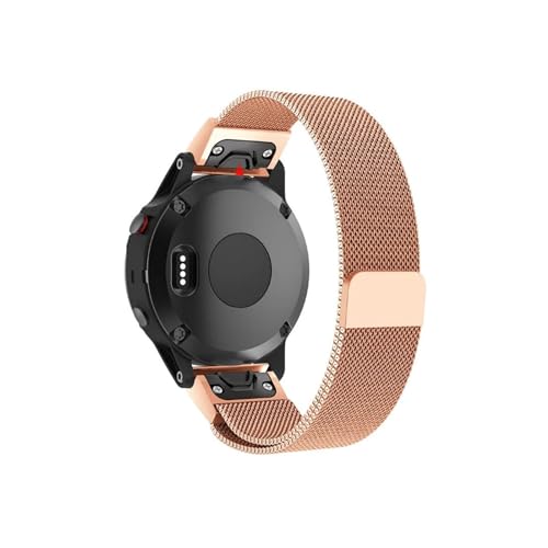 26 22 20 mm Metallband passend for Garmin Fenix ​​6S 6X 6 Pro Fenix ​​5X 5 5S 3HR MILANESE Loop Straps Schnellverschluss-Edelstahlarmband (Color : Rose Gold, Size : 20mm(for Fenix5S 6S)) von UsmAsk