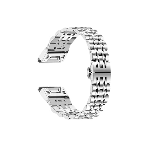 26 22 20 mm Quickfit-Uhren-Metallarmband passend for Garmin Fenix ​​7S 7x 7 6S 6X 6 Pro 5X 5 5S 935 945 Enduro Gen2 Edelstahl-Armband (Color : Silver, Size : 26mm) von UsmAsk