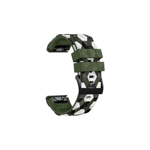 26 22 mm Quickfit-Uhrenarmband-Armbänder passend for Garmin Fenix ​​7 7X 6 6X Pro 5X 5Plus Epix Gen 2 Instinct 2 955 965 Uhrenarmband aus Silikon (Color : Army green, Size : 22mm) von UsmAsk