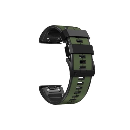 26 22MM Silikon-Uhrenarmband passend for Garmin Fenix ​​6X 6 Pro 7X 7 Epix Gen 2 Easyfit-Armband Fenix ​​5 5XPlus Smartwatch-Armband (Color : Army green black, Size : 26mm) von UsmAsk