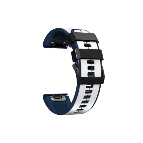 26 22MM Silikon-Uhrenarmband passend for Garmin Fenix ​​6X 6 Pro 7X 7 Epix Gen 2 Easyfit-Armband Fenix ​​5 5XPlus Smartwatch-Armband (Color : White Dark blue, Size : 26mm) von UsmAsk