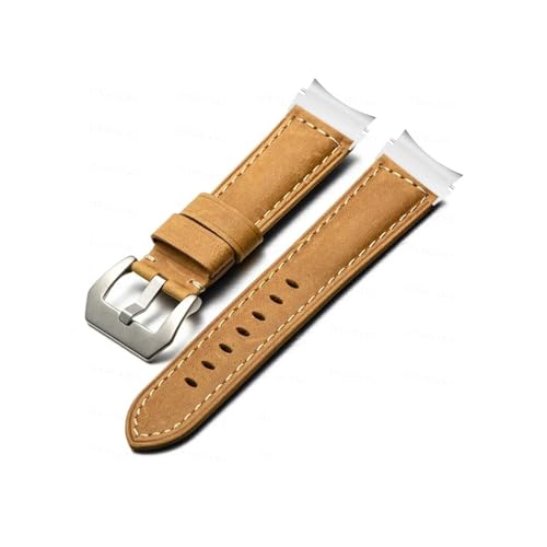 Echtlederarmband passend for Samsung Galaxy Watch 6 Classic 47 mm 43 mm Schnellverschlussarmband passend for Galaxy Watch 4 5 Pro Armband 20 mm (Color : Light Brown-Silver, Size : Galaxy Watch 4 40m von UsmAsk