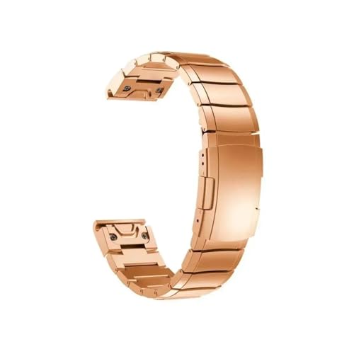 Edelstahl-Uhrenarmbänder, passend for Garmin Fenix ​​3/5/5X/5S, einfache und schnelle Installation, Fit-Link-Ersatzarmband, 20 mm, 22 mm, 26 mm (Color : Rose gold, Size : 22mm Fenix 6 Pro) von UsmAsk