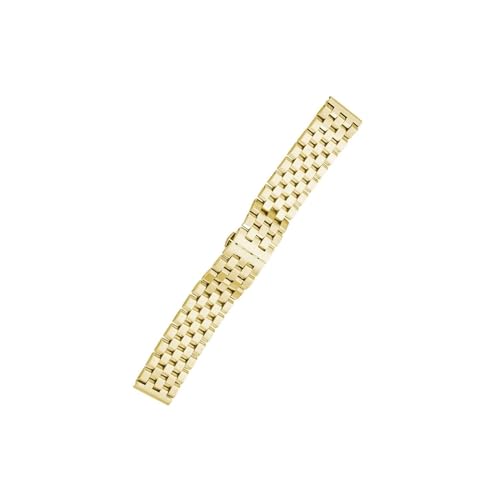 Edelstahlarmband 16 18 20 22 24 mm nahtlose Butterfly-Schnalle Herren-Ersatzarmband passend for Seiko/Huawei Gt2 Uhrenarmband (Color : Gold 3, Size : 20mm) von UsmAsk