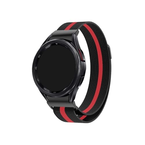 Edelstahlarmband passend for Samsung Galaxy 6 Classic 47 mm 43 mm 5 Pro 45 mm Quick Fit Armband passend for Galaxy Watch 6 5 4 40 mm 44 mm (Color : Black red band, Size : Galaxy 4classic 42mm) von UsmAsk