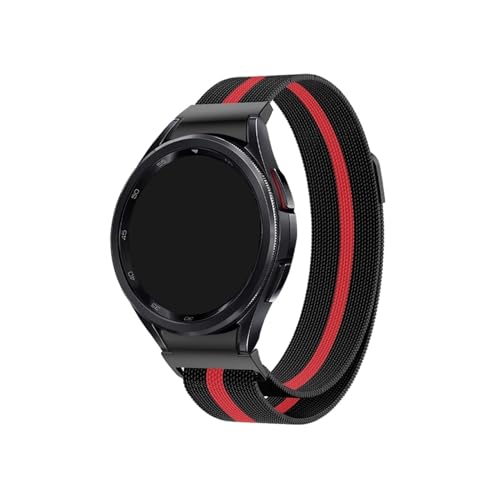 Edelstahlarmband passend for Samsung Galaxy 6 Classic 47 mm 43 mm 5 Pro 45 mm Quick Fit Armband passend for Galaxy Watch 6 5 4 40 mm 44 mm (Color : Black red band, Size : Galaxy 6classic 47mm) von UsmAsk