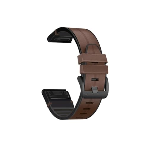 Fit for Garmin Fenix ​​7 7x 6 6x Pro Fit for Sapphire GPS 5 5x Plus Strap Quick Release echtes Leder Silikon Uhr Band Armband Armband (Color : Coffee, Size : 22mm Fenix 7 6 5) von UsmAsk