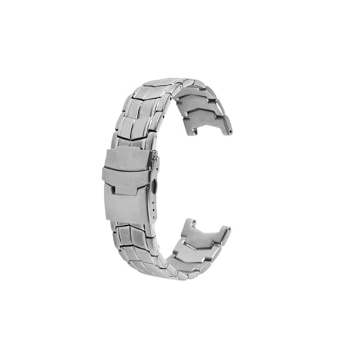 Passend for Casio/EF-550 /EF-524 Edelstahlarmband Silber Schwarz Armband Faltschließe Armband Metallgürtel Herrenuhrkette(EF-524-silver) von UsmAsk