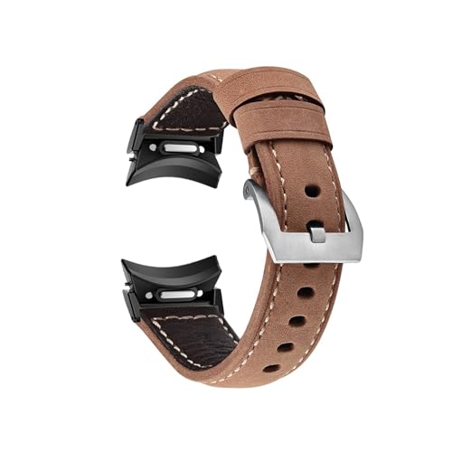 Passend for Samsung Galaxy Watch 4/5/6/Pro/Classic, 45 mm, 44 mm, 40 mm, 43 mm, 47 mm, Band ohne Lücken, schnelle Passform, Lederarmband, passend for Galaxy Watch 6 (Color : Brown black, Size : 4cla von UsmAsk