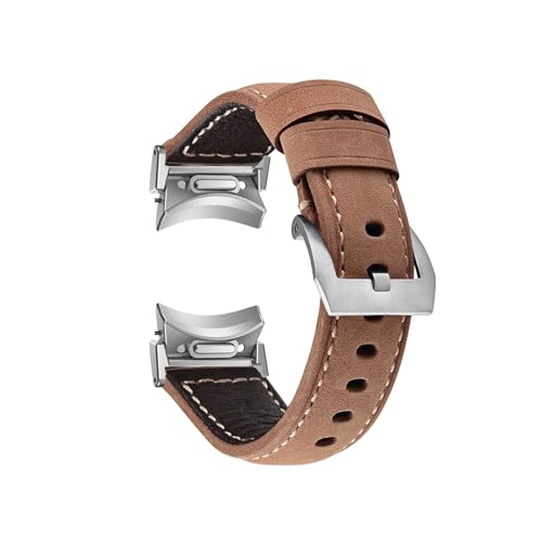 Passend for Samsung Galaxy Watch 4/5/6/Pro/Classic, 45 mm, 44 mm, 40 mm, 43 mm, 47 mm, Band ohne Lücken, schnelle Passform, Lederarmband, passend for Galaxy Watch 6 (Color : Brown silvery, Size : Wa von UsmAsk