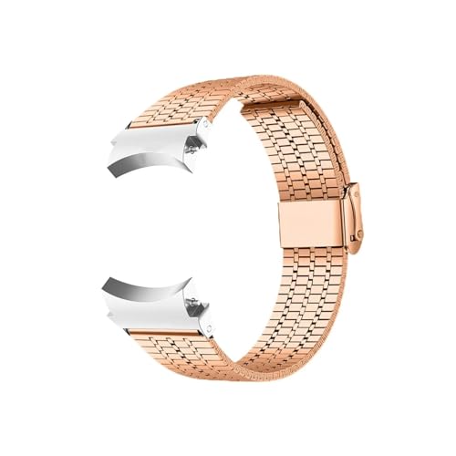 Quick-Fit-Edelstahlarmband passend for Samsung Galaxy Watch 6 Classic 47 mm 43 6/5/4 40 44 mm 5Pro 45 mm Keine Lücken, gebogenes Metallarmband (Color : Rose goldS, Size : Galaxy watch 4 40mm) von UsmAsk