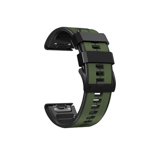 Quick Release 26mm Silikon Uhr Band Fit for Garmin Instinct 2X Solar Strap Fenix ​​6X Pro 5X Plus 7X Armband Armband Zubehör (Color : Army green black 07, Size : Quickfit 26mm Width) von UsmAsk