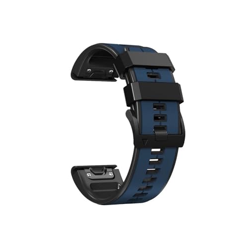 Quick Release 26mm Silikon Uhr Band Fit for Garmin Instinct 2X Solar Strap Fenix ​​6X Pro 5X Plus 7X Armband Armband Zubehör (Color : Dark blue black 03, Size : Quickfit 22mm Width) von UsmAsk