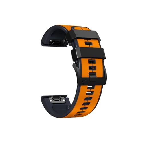 Quick Release 26mm Silikon Uhr Band Fit for Garmin Instinct 2X Solar Strap Fenix ​​6X Pro 5X Plus 7X Armband Armband Zubehör (Color : Orange black 05, Size : Quickfit 26mm Width) von UsmAsk